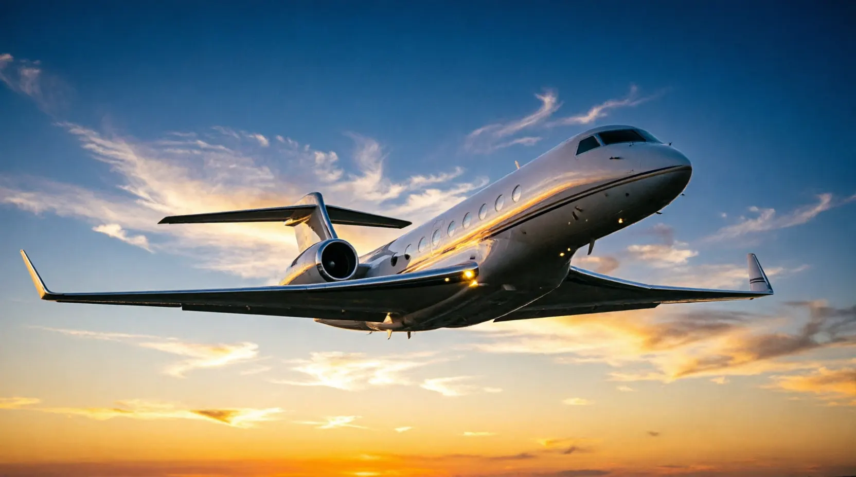 Private jet in flight